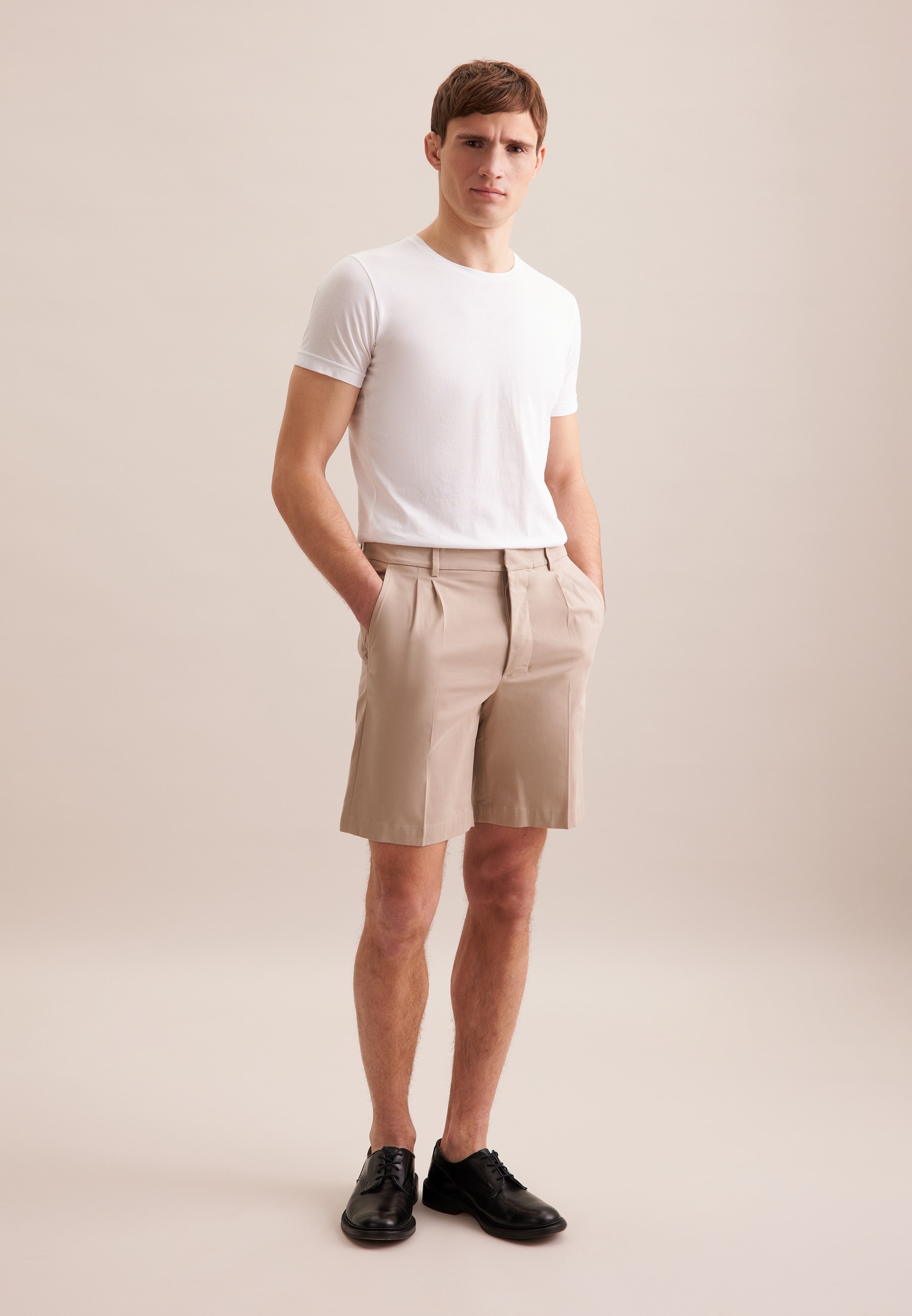 Shorts SEIDENSTICKER "Schwarze Rose", Herren, Gr. 54, Normalgrößen, beige (sand), 97% Baumwolle, 3% Elasthan, unifarben, Hosen Shorts