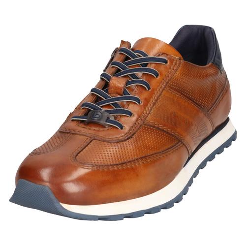 Sneaker BUGATTI, Herren, Gr. 43, braun (cognac used), Leder, used, casual, Schuhe, Freizeitschuh, Halbschuh, Schnürschuh mit Kontrastbesatz