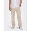 Trainingshose ONLY & SONS "ONSSINUS LOOSE 0007 COT LIN PANT NOOS", Herren, Gr. M, N-Gr, beige (silber lining), Web, Obermaterial: 75% Baumwolle, 25% Leinen, unifarben, modisch, loose fit knöchellang, Hosen