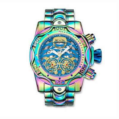 TEMU 1pc Clown Double Large Dial Men's Watch, Without Battery