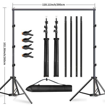 TEMU 1pc Iron Photography Backdrop Stand System, Adjustable Height Background Support Frame For Party, Wedding, Meeting, And Photo , Portable With Carrying Bag Image