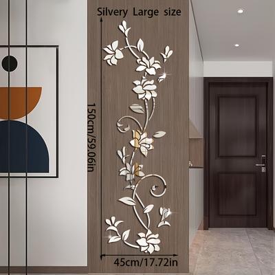 TEMU 1 Set Shaped 3d Acrylic Mirror Wall Sticker - Detachable, Self-adhesive, For Living Room, Bedroom, Bathroom Home Decoration Image