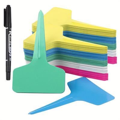 TEMU -pack T-type Garden Plant Markers With Permanent Marker, Reusable Waterproof Labels For Nursery, Flowers, Potted Plants - Outdoor Gardening Tools Image