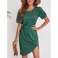 Robe Mini Femme Robe Portefeuille Robe T-Shirt Robe Tee Robe Unie Robe Bodycon Décontractée Vacances Travail Ville Ajustement Régulier Graphique Manches Courtes Col Rond Noir Blanc Vin Vert Été