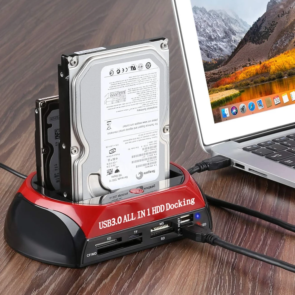 Festplatte Docking station 2,5 3,5 Zoll Sata Ide HDD SSD Reader Dual Slots USB externe Disk Box Gehäuse Gehäuse HD Externo Image