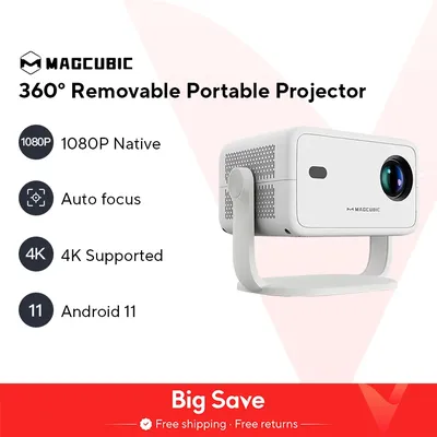 Magcubic Native 1080P 650 ANSI 4K Android 11 L018 360 ° Projektor mit Auto Keystone Focus Air Image