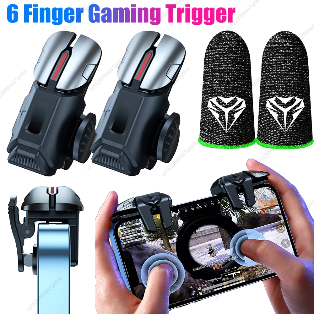 1 paar Handy Spiel Trigger 6 Finger Spiel Controller Universal Gamepad Joystick Shooter Taste Controller für IOS Android Image