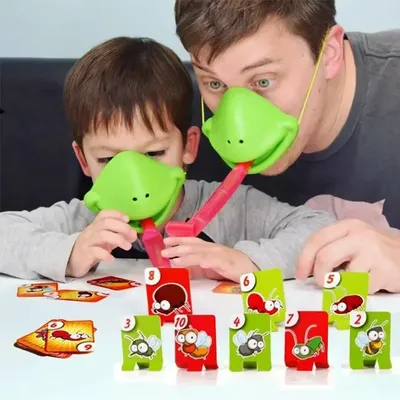 Frosch Eidechse Maske Wagging Zunge Lecken Karten Brettspiele für Kinder Familie Party Spielzeug Antistress Lustige Desktop Puzzle Spiel Spielzeug Image