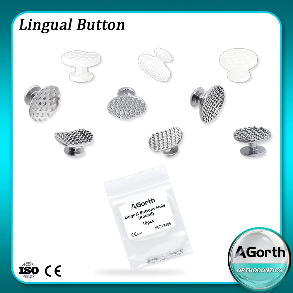 10Pcs Dental Kieferorthopädische Lingual Tasten mit Haken Direkt Verbundene Öse Traktion Haken Verbund Keramik Kieferorthopädische Materialien Image