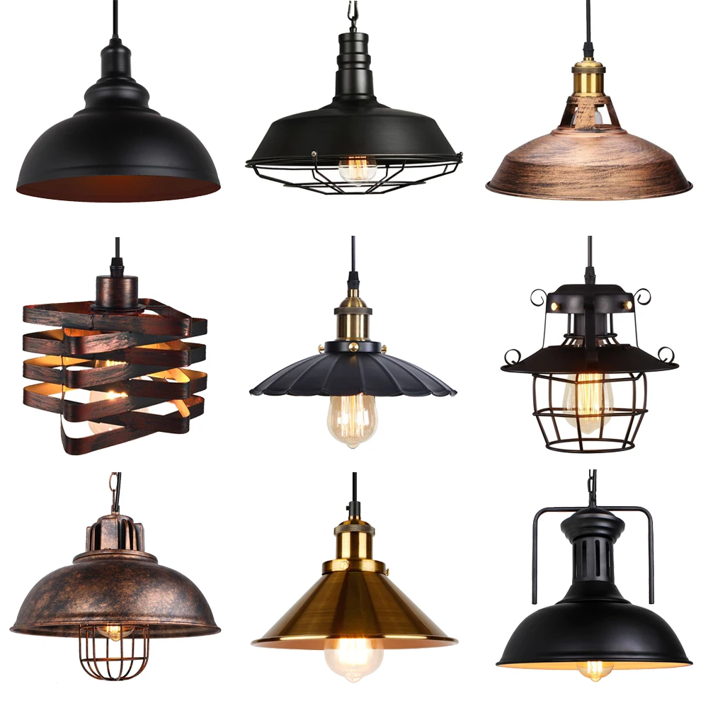 Vintage Loft Pendel leuchten nordische Retro Industrie licht Hängelampe Beleuchtung Home Wohnzimmer Küche Dekoration Lampen schirm Image