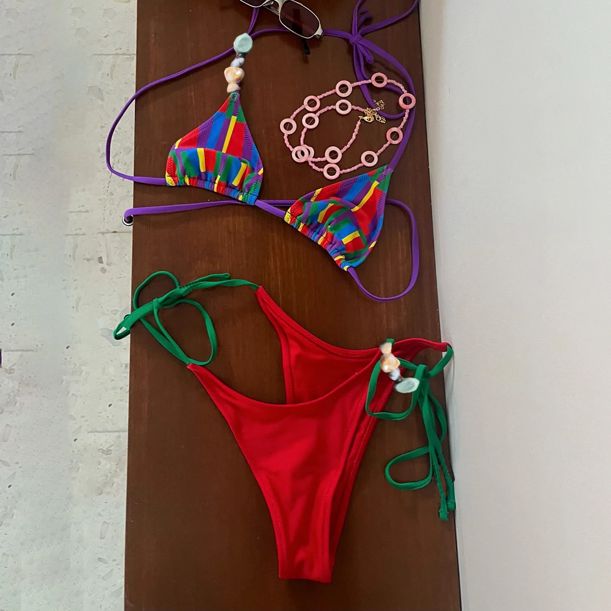 Push-Up-Bikinis 2025, sexy Damen-Badeanzug, weibliche Badebekleidung, gestreiftes Bikini-Set, Stein-Biquini-Badeanzug, Badeanzug, Strandmode Image