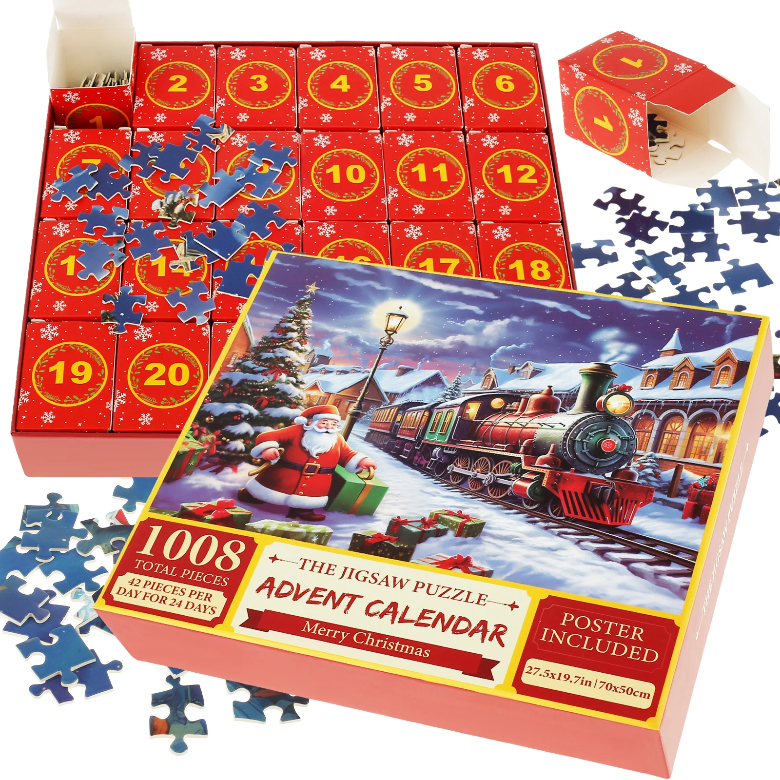 2024 Advents kalender Weihnachts puzzles Weihnachts Countdown Kalender Puzzles Teile Weihnachts puzzle in 24 Boxen kreativ Image