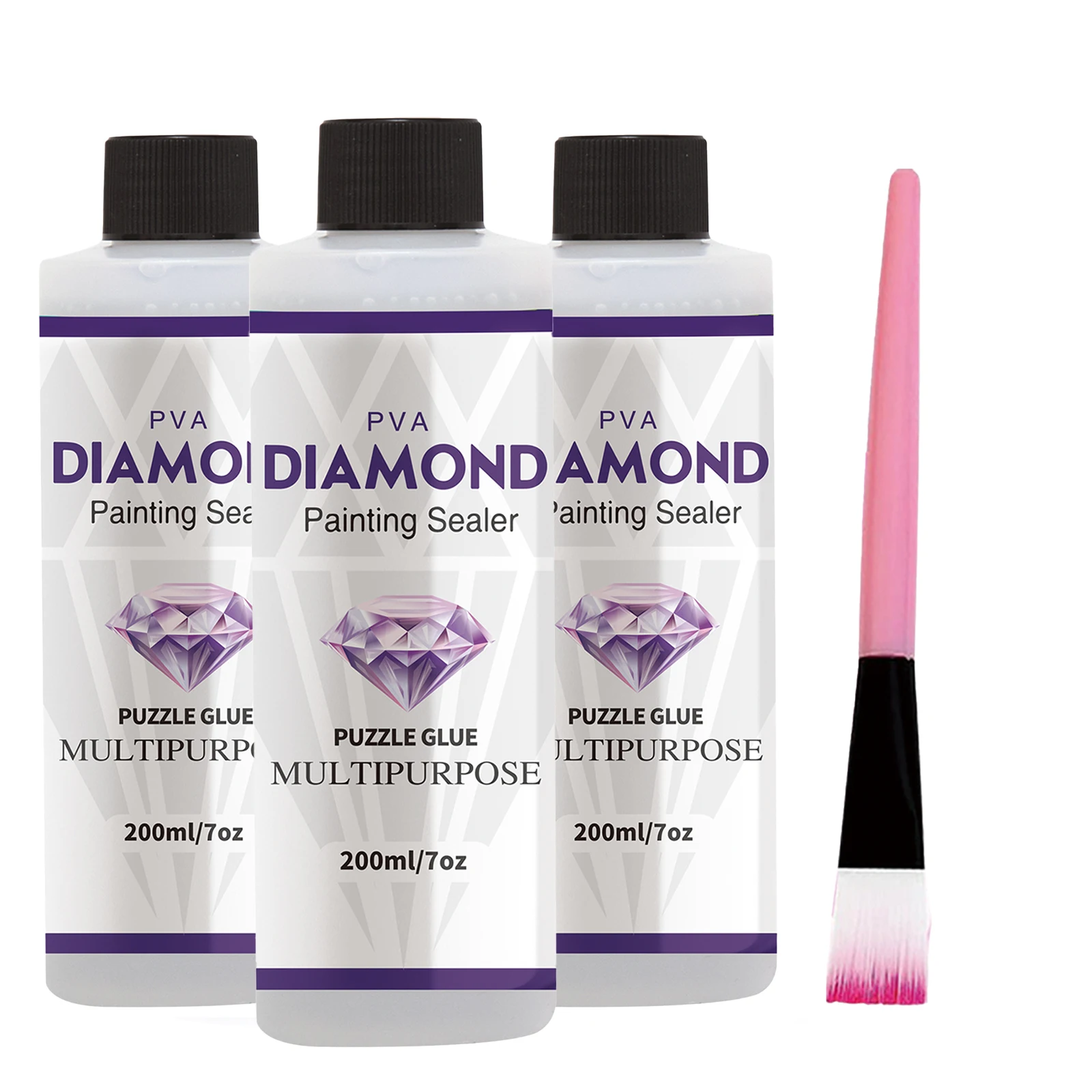 2 In 1 60 ML/200 ML Diamant Malerei Sealer 5D Diamant Malerei Kunst Kleber Und Silikon Pinsel Permanent halten & Glanz Wirkung Sealer Image