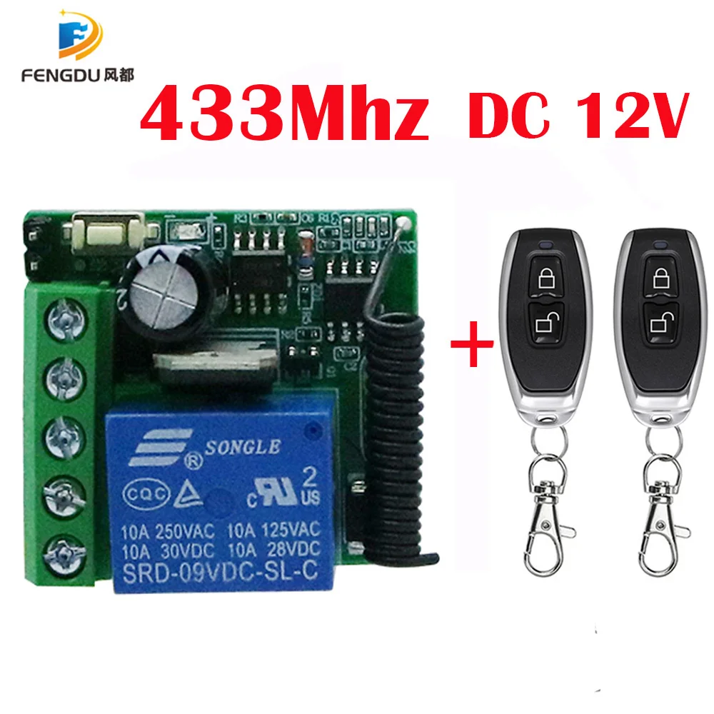 433 MHz Universal-Gate-Fernbedienung schalter Gleichstrom 12V 1-Kanal-Empfängerrelais-Empfängermodul HF MHz Fernbedienungen Image