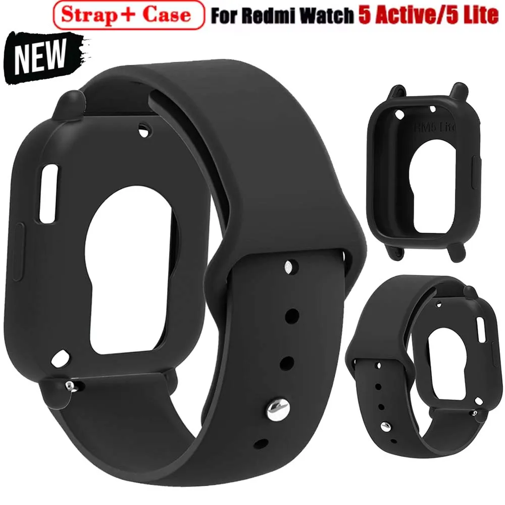 NEUE Silikon Fall + Band Für Redmi Uhr 5 Aktive Strap Abdeckung Correa Zubehör Für Redmi Uhr 5 Lite Armband sport Armband Image