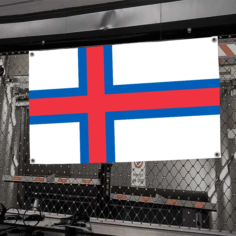 1pc Färöer Inseln Flagge Flaggen Und Banner Vier Loch Flagge Polyester Outdoor Decor Zimmer Ästhetische Image