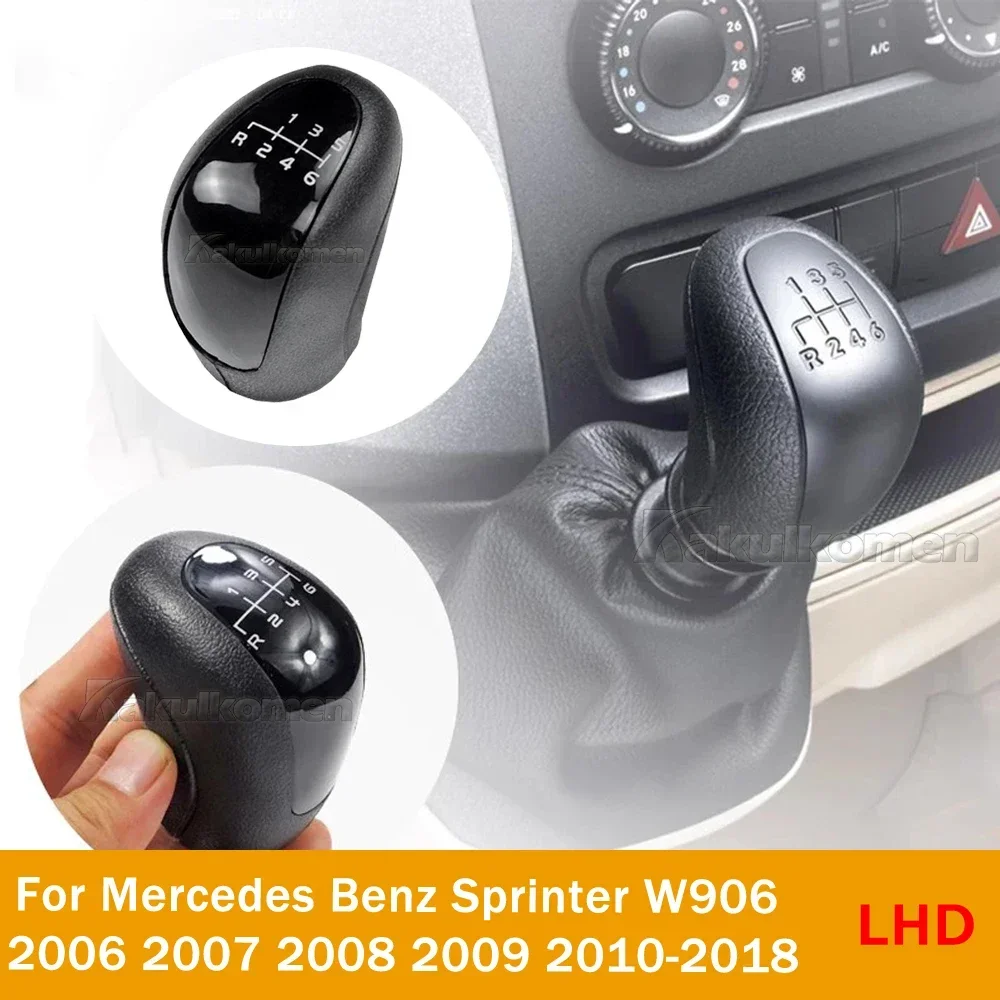 LHD Auto Hand Speed Ball Schaltknauf Hebel Leder Gamasche Kofferraum Abdeckung Für Mercedes Benz Sprinter W906 2006 2007 2008-2018 Image
