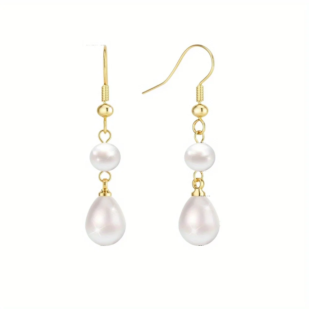 Damenmode Perlen ohrringe leichte Luxus High-End natürliche Süßwasser perlen Anhänger Ohrringe Geburtstags geschenk Image