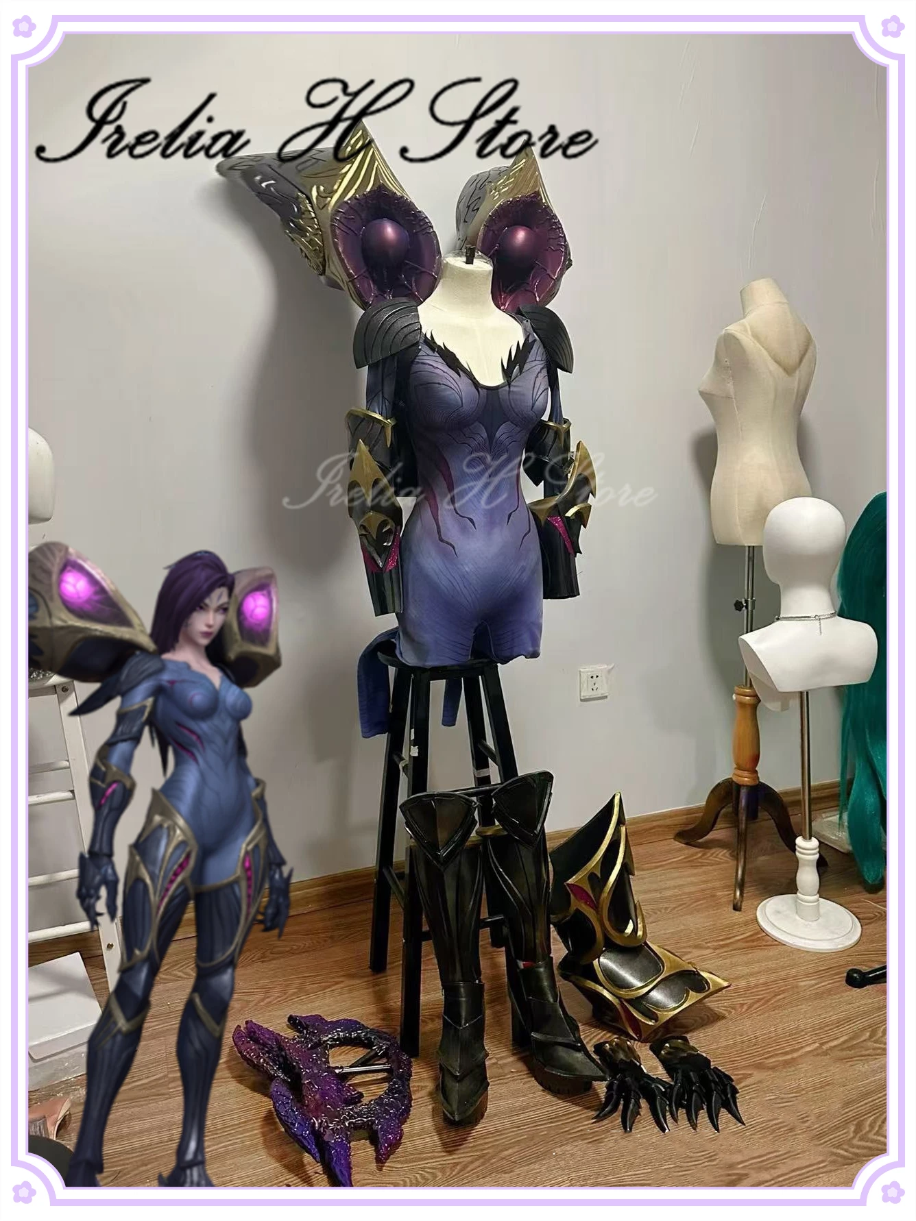 Irelia H Store Kaisa von LOL Kaisa klassisches Haut-Cosplay-Kostüm für Damen, komplettes Set mit Flügeln, Schuhen, Waffen, individuell gestaltet Image