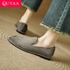 QUTAA 2025, Mode Frauen Wohnungen Schuhe Heels Ballett Frühling Leder Komfort Karree Casual Pumps Sommer Schuhe Frau Größe 34-40