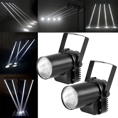 U'King 2PCS Mini LED Pinspot Beam Spotlight 5W Super Bright Lamp White Light Stage Lighting Effect for DJ Disco Party Bar Xmas