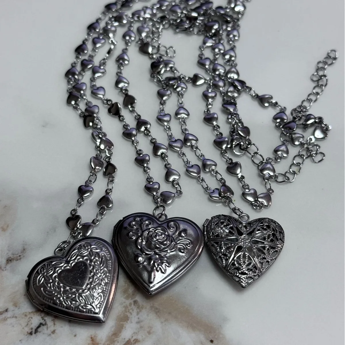 Collana con ciondolo con cornice per medaglione con foto a forma di cuore romantico Collana con ciondolo a forma di cuore in acciaio inossidabile color argento Gioielli Y2K da donna