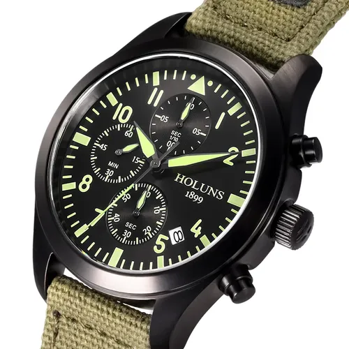 Original HOLUNS homme marque montre multifonctionnel sport mâle chronographe mode affaires lumineux luxe denim montres militaires