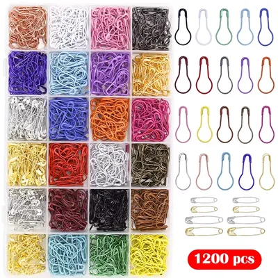 IMZAY 22 Colors 1200 Pcs Metal Safety Pins Knitting Stitch Markers Pins Bulb Gourd Pins Pear Shaped