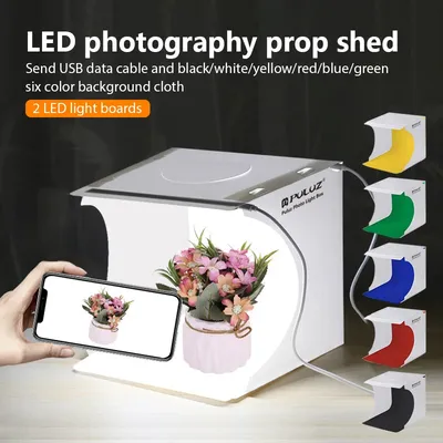 PULUZ 20cm Mini 2 LED Panels Folding Portable 1100LM Light Photo Lighting Studio Shooting Tent Box