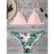 Leaves Print Bikinis Set For Women Swimwear 2024 Padded Push-Up Beachwear Bather Bathing Set