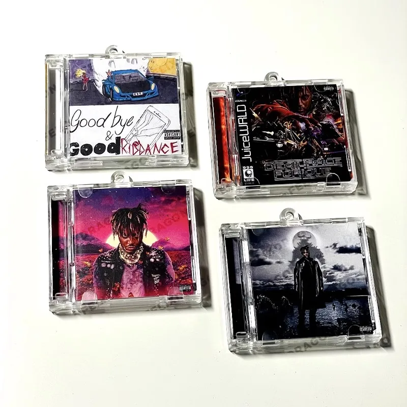 Juice WRLD MINI Music CD NFC Keychain Play Songs Legends Never Die Album Fighting Demons Music Key ring Cosplay Pendant Necklace