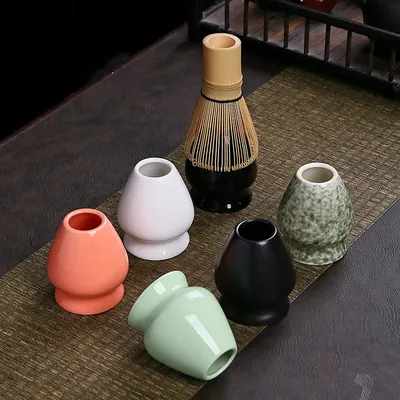 Japanese Ceramic Matcha Green Tea Chasen Holder Stand Bowl Bamboo Whisk Grinder Brushes Tea Tools
