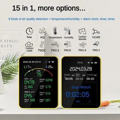 15 in 1 Tuya WIFI Rechargeable Household Digital Air Quality Detector