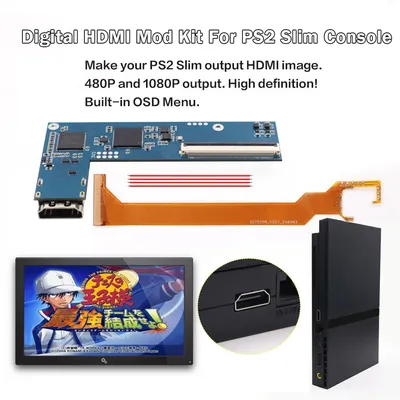 Hispeedido PS2 Slim Digital HDMI Mod Kit Digital to Digital HDMI-Compatible Mod Kit For PS2 Slim
