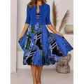Per donna Vestito longuette Abito casual Set di vestiti Vestito svasato Abito linea A Moda Informale Da mare Giornaliero Standard Pop art Mezza manica A V Rosa Blu Fucsia Arancione Estate