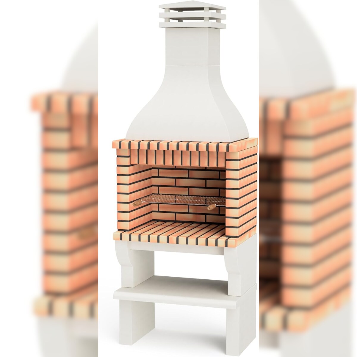 MAESTRO FERRETERO MF - Vorgefertigter Gartenkamin für Holz und Holzkohle Modell Nevada Plus XL (Grau, Orange - 86,5 x 60 x 238 cm) REF: 3534/5 - Für den Außenbereich Image