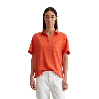 Poloshirt MARC O'POLO "aus Organic Cotton-Viskose-Mix", Damen, Gr. L, rot (burnt rot), Obermaterial: 52% Baumwolle, 48% 