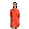 Hemdblusenkleid MARC O'POLO "aus Popeline", Damen, Gr. 44, Normalgrößen, rot (burnt rot), Obermaterial: 68% Baumwolle, 28% Polyamid, 4% Elasthan; Futter: 100% Nicht verfügbar, unifarben, regular fit normal, Langarm Manschette, Kleider