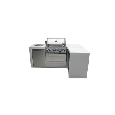 Mont Alpi MAi400-D90 4-Burner L-Shaped 90° Corner Deluxe Stainless Steel Outdoor Kitchen Island Gas Grill with Side Burner