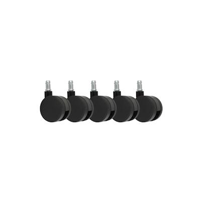 KADIMA DESIGN 5er Set Rollen für Bürostuhl Schwarz Stift 11mm/Durchmesser 60mm Weichbodenrollen Drehstuhlrollen Image