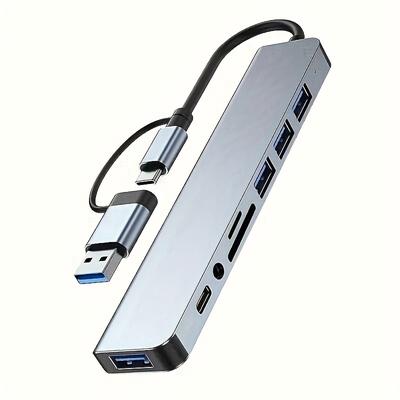 TEMU Usb Expander Dock, Usb Pc , , Tf/sd Card Reader, 3.5mm Audio Output, Suitable For // Aluminum 4-port Usb Data Transmission