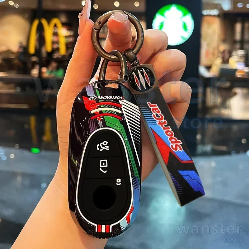 Racing Style Metall Autoschlüsseletui Fob Cover für Mercedes Benz C S Klasse W206 W223 S350 C300 S400 S450 S500 C200L C260L S400L S450L Image