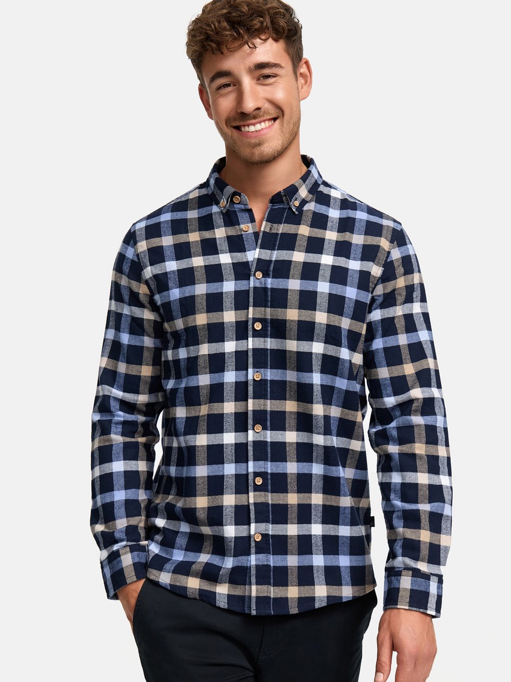 Kronstadt Hemd Langarm Herren Regular Fit Baumwolle blau, S Image