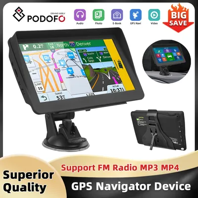 Podofo 7'' TFT LCD Touch Screen Car Navigator Vehicle GPS Units & Equipment 3D Navigation FM Emission Car Monitor For Europe