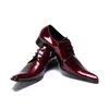 Luxus Rot Lack Leder Spitz Männer Lace Up Schuhe Hochzeit Party Bankett Schuhe Elegante Business Große Größe Männliche Formale Schuhe