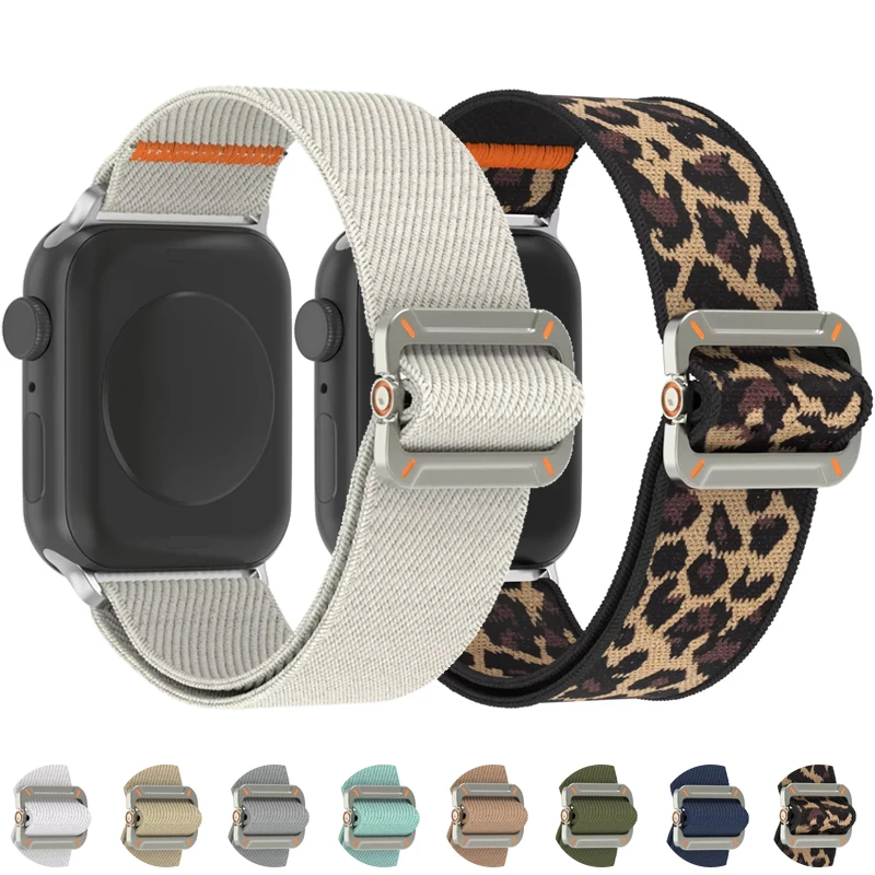 Nylonarmband für Apple Watch Band Ultra 2 49 mm 10 9 8 7 46 mm 45 mm 41 mm 44 mm 42 mm geflochtenes elastisches Armband für IWatch Serie 6 SE Image