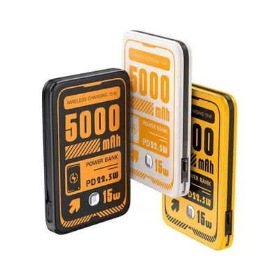 10000 mAh Magsafe Power Bank Magnetisches kabelloses Schnellladegerät Powerbank Eingebautes Kabel für iPhone 16 Samsung Huawei Xiaomi Poverbank Image