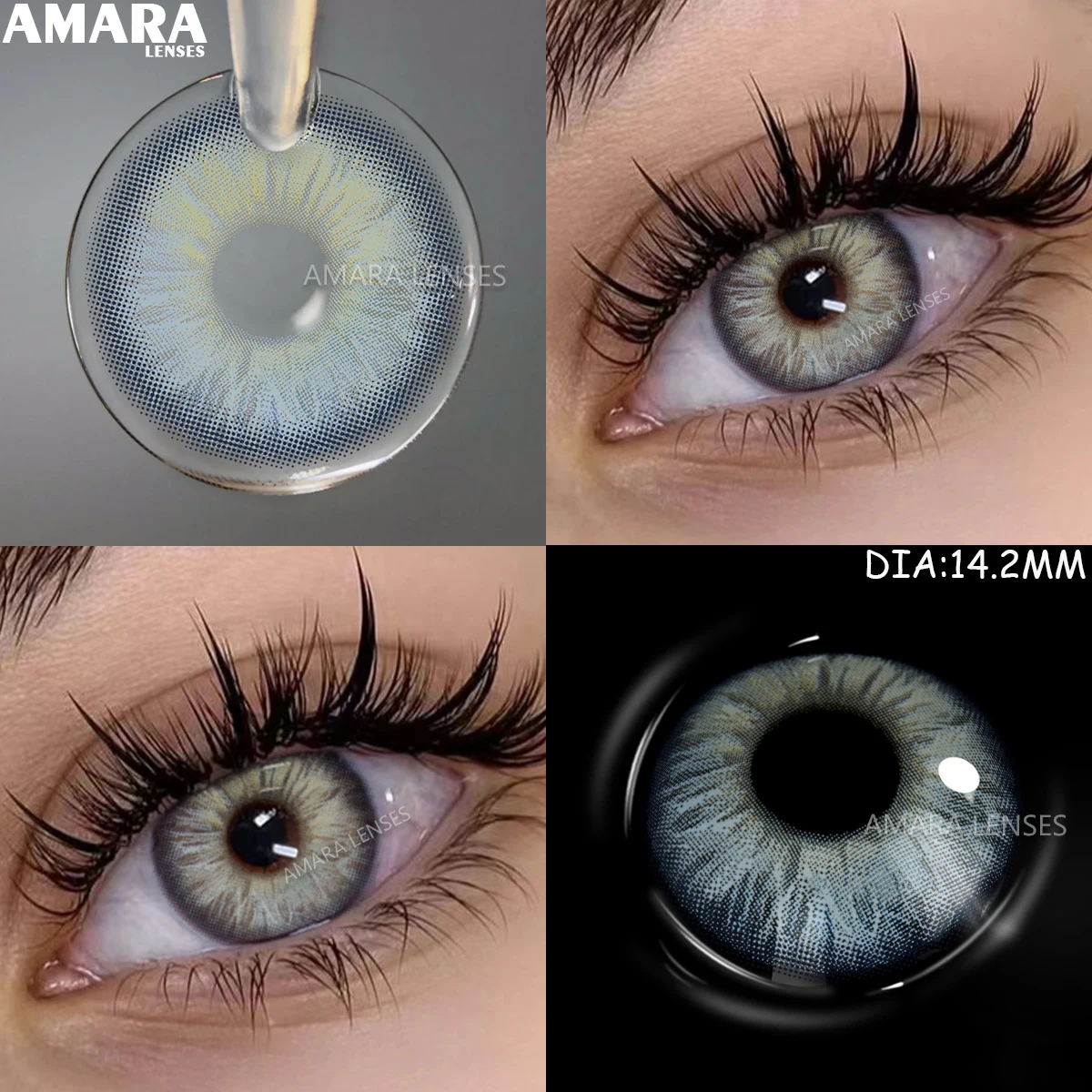 AMARA 1 Paar graue Kontaktlinsen für Augen, blaue Colorcon-Linsen, Kosmetik, grüne farbige Linsen, kosmetische Augenlinse, jährliche Verwendung