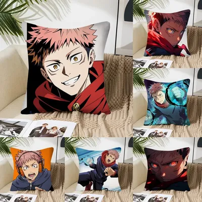 1PC Itadori Yuji Animation Jujutsu Kaisen Kissenbezug Quadratisches Kissen SchlafzimmerSofaLeisure ComfortCarLivingRoomHome Dekoration 40X40 Image