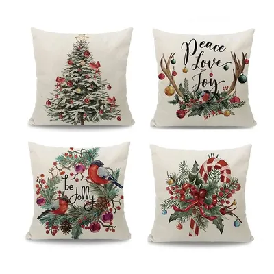 1/4 stücke Weihnachts schmuck Kissen bezug, Terylen Kissen bezüge, Weihnachten dekoriert Kissen Image